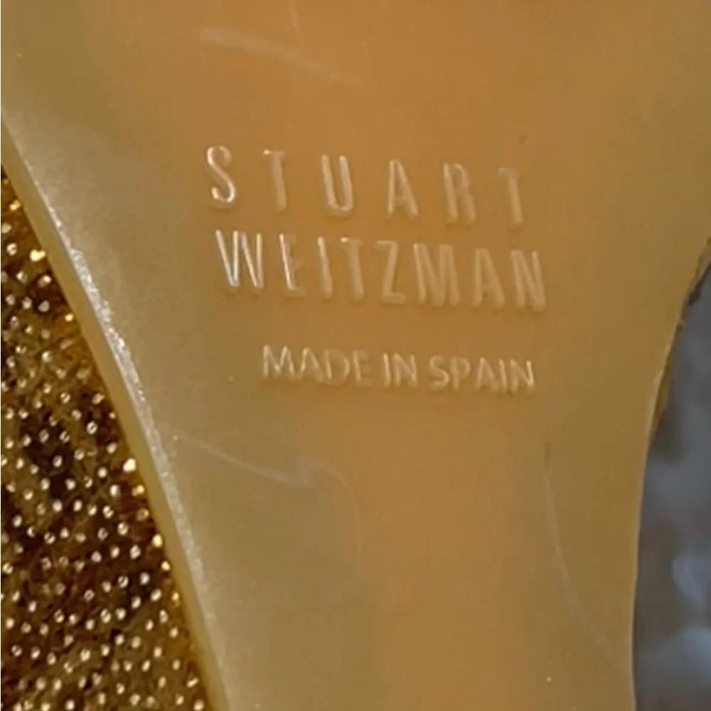 Stuart Weitzman Textured Brown & Gold Metallic Animal Print Wedges NWOT